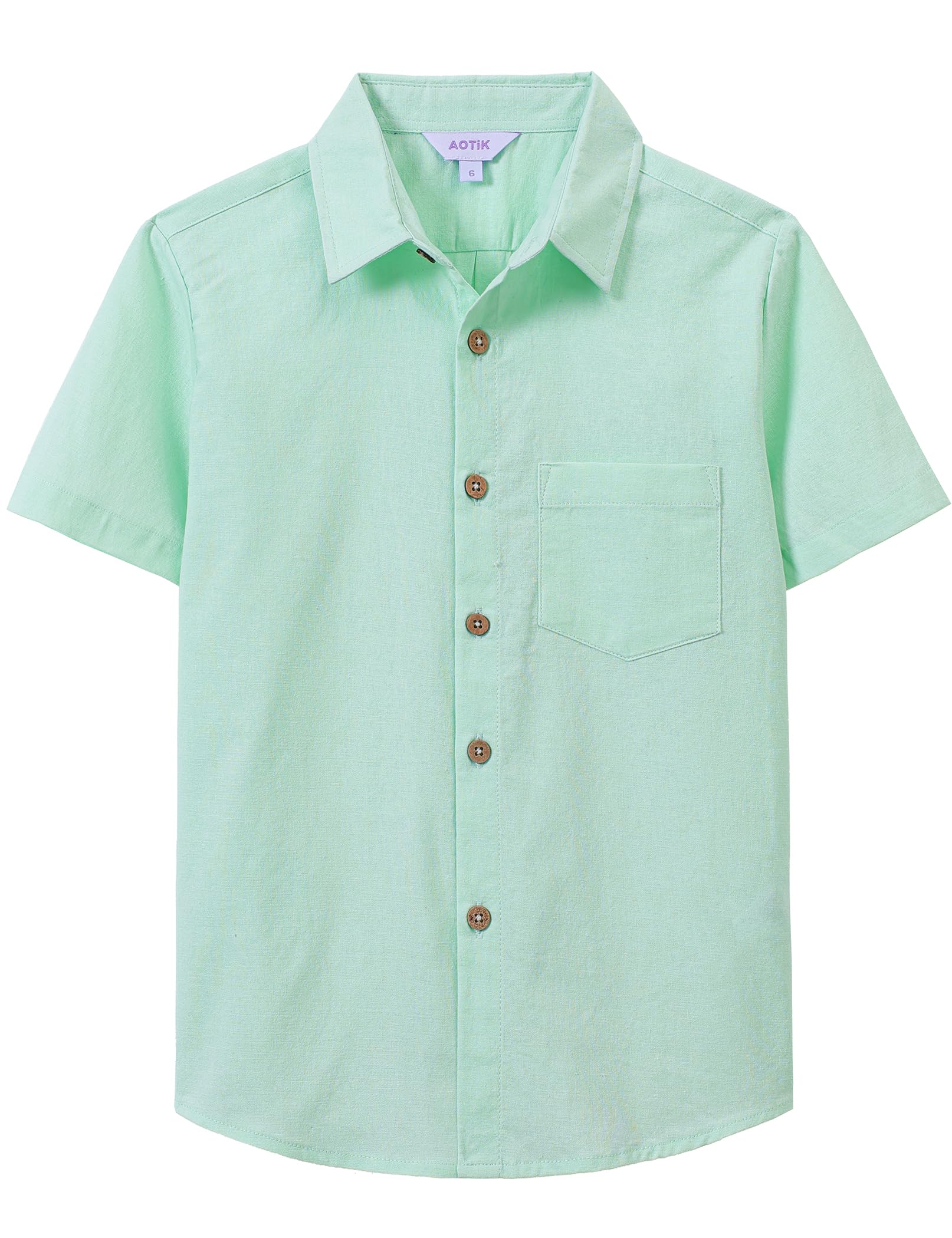 Boys Linen Shirt Casual Button Down Shirt Short Sleeve for Kids | Dress Shirt, Cotton-linen Blend, Lightweight, Solid Button Up Shirt, Collared, Easter, Picture Day, Family Photo, Graduation
