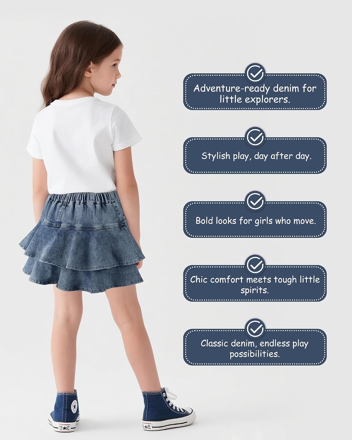 Girls Jean Skirt Toddler Girl Denim Skirt with Shorts Underneath Skorts 3T-10Y