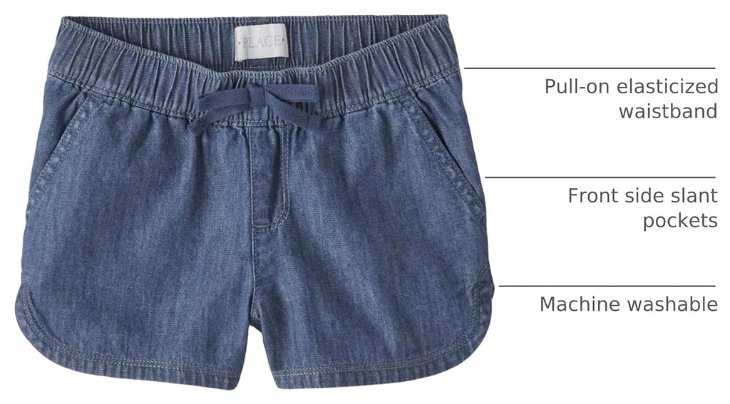 The Children's Place Girls' Denim Pull on Shorts