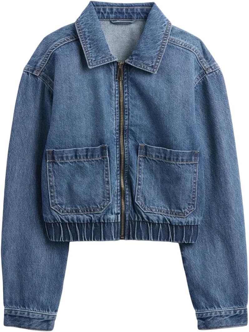 GAP Girls' Denim Bomber Jacket