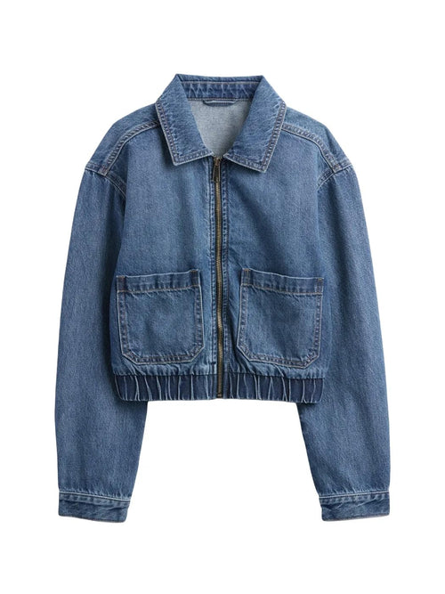 GAP Girls' Denim Bomber Jacket