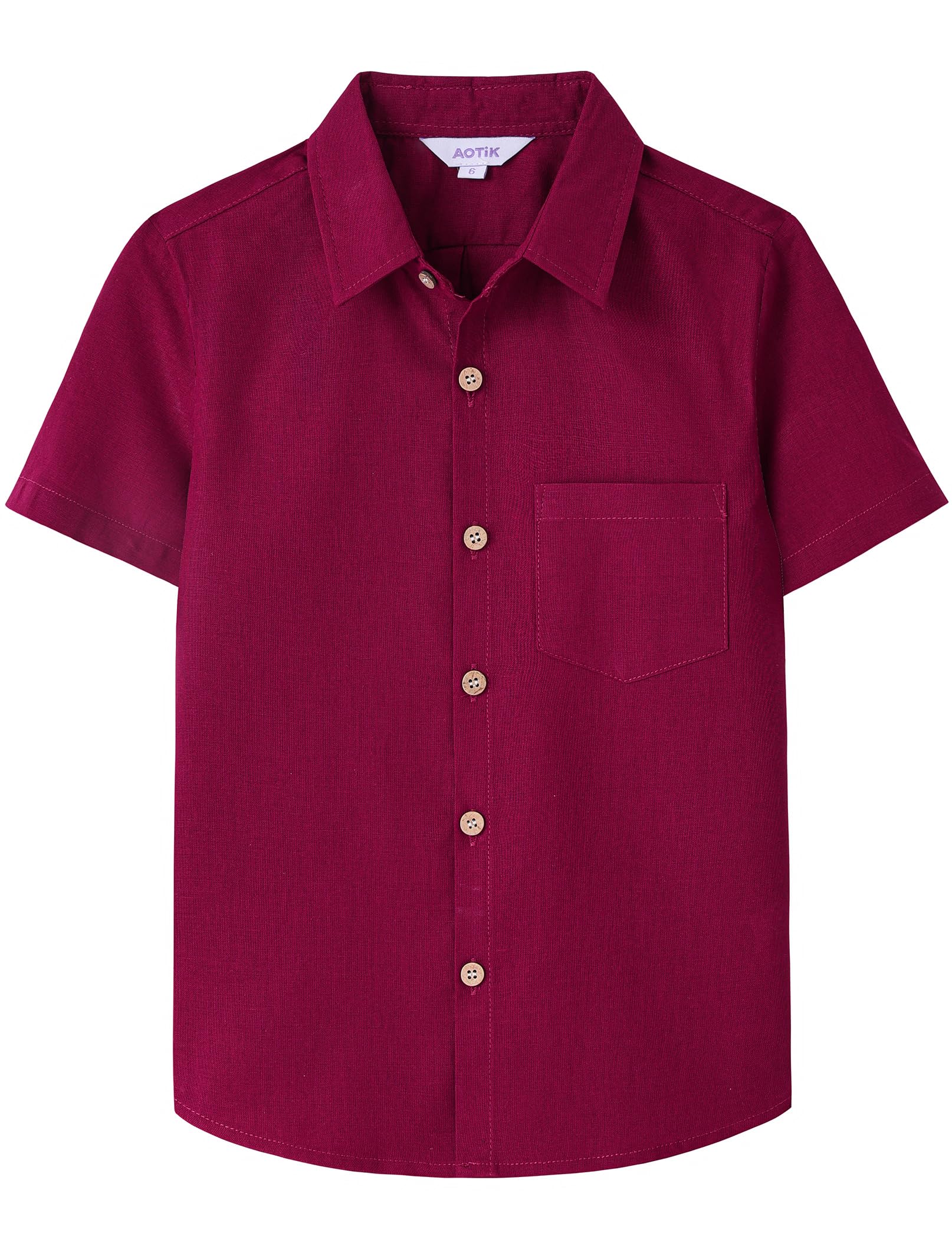 Boys Linen Shirt Casual Button Down Shirt Short Sleeve for Kids | Dress Shirt, Cotton-linen Blend, Lightweight, Solid Button Up Shirt, Collared, Easter, Picture Day, Family Photo, Graduation