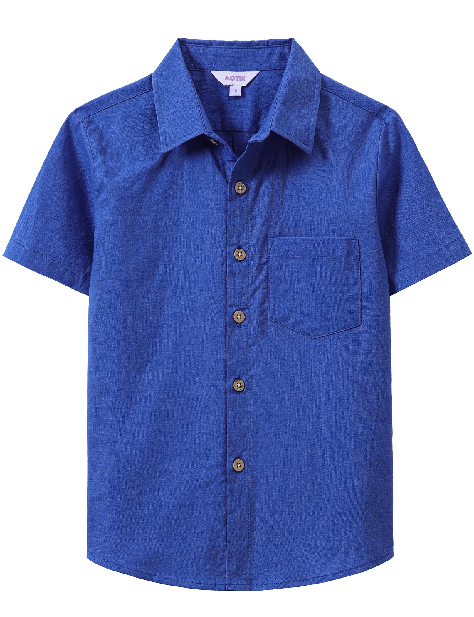 Boys Linen Shirt Casual Button Down Shirt Short Sleeve for Kids | Dress Shirt, Cotton-linen Blend, Lightweight, Solid Button Up Shirt, Collared, Easter, Picture Day, Family Photo, Graduation