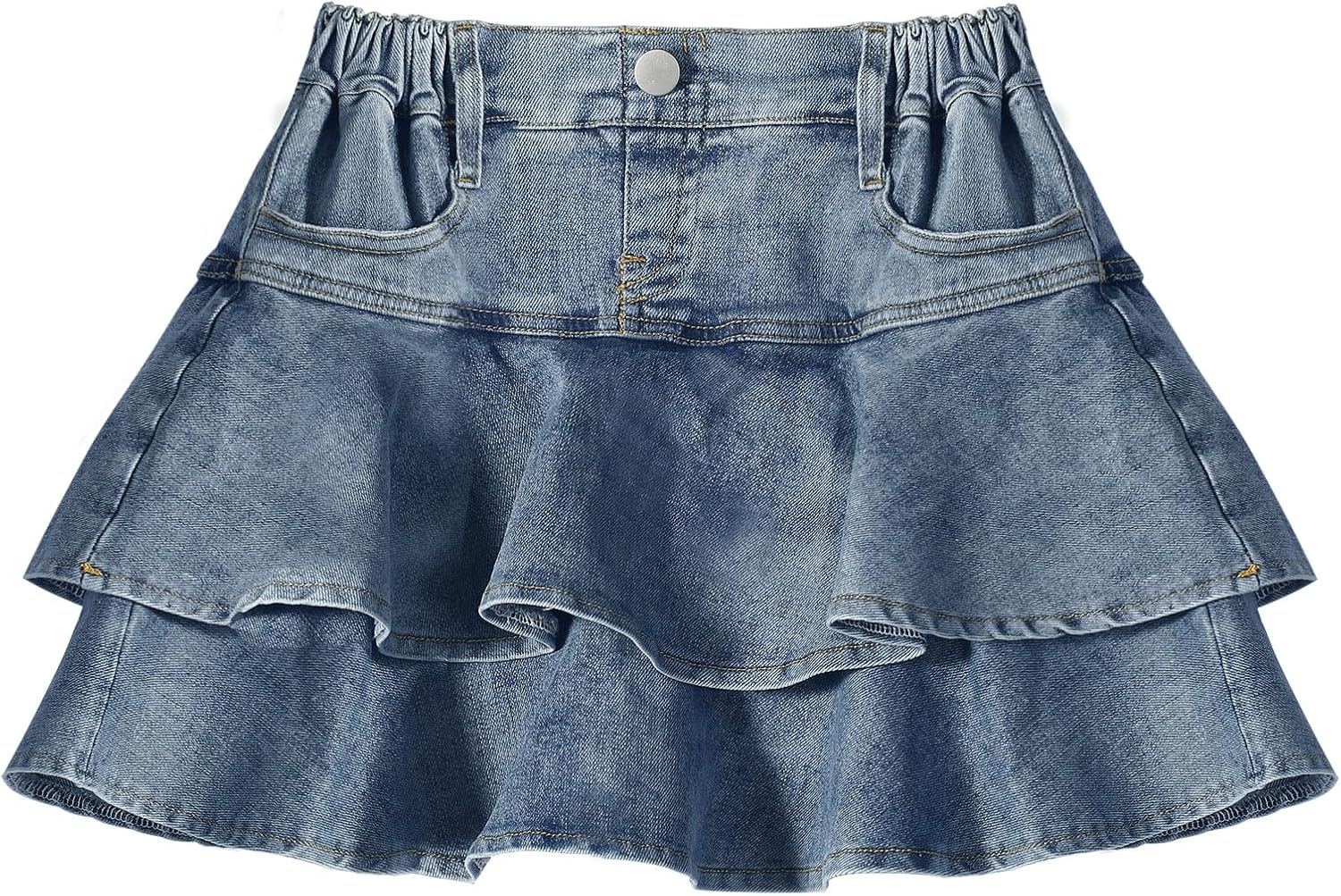 Girls Jean Skirt Toddler Girl Denim Skirt with Shorts Underneath Skorts 3T-10Y