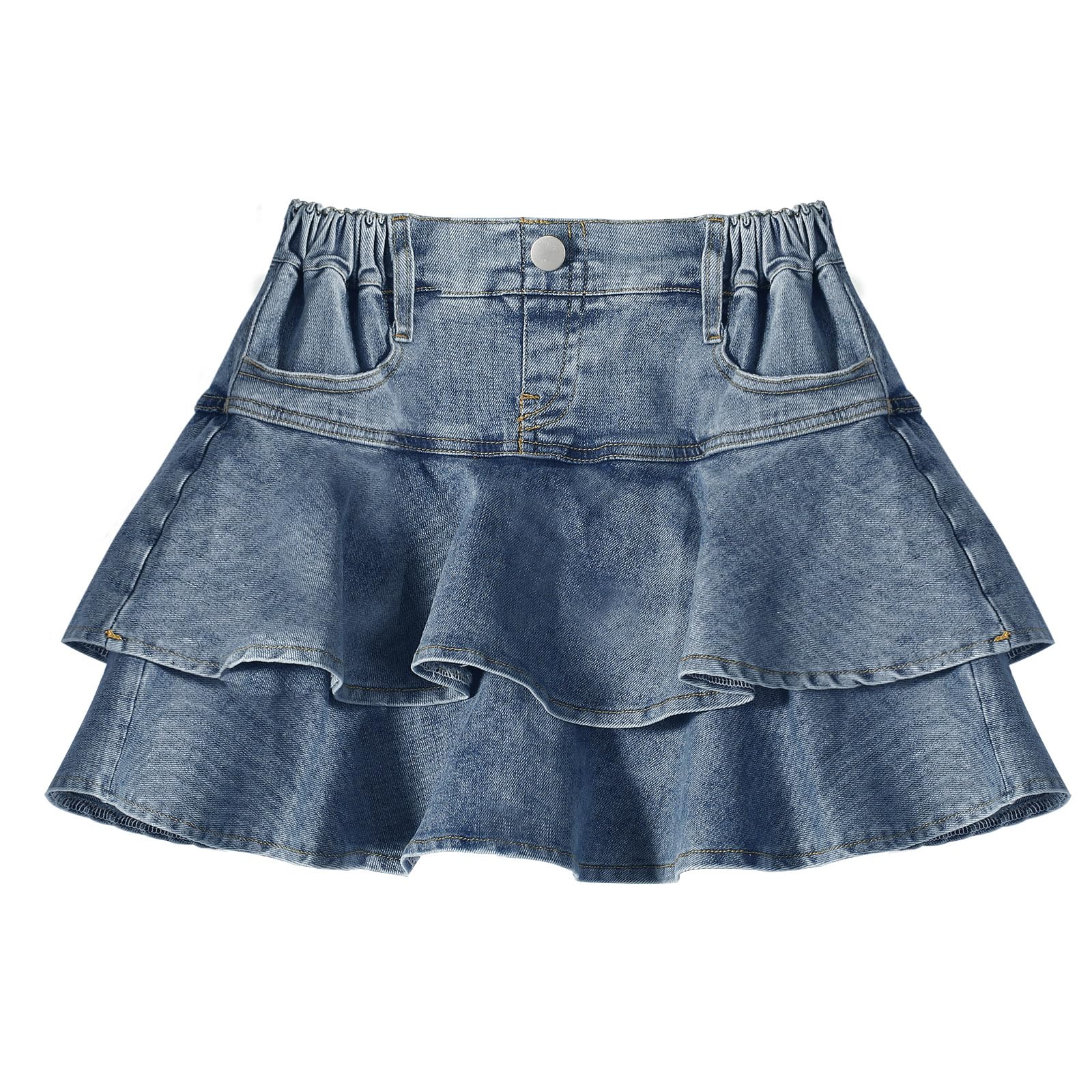Girls Jean Skirt Toddler Girl Denim Skirt with Shorts Underneath Skorts 3T-10Y