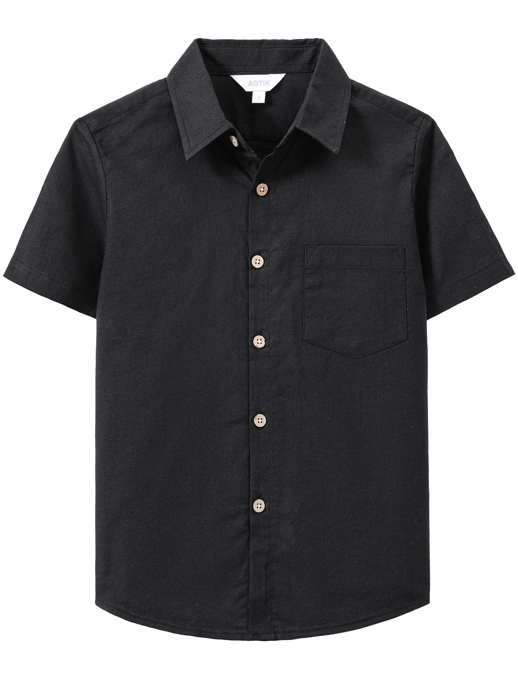 Boys Linen Shirt Casual Button Down Shirt Short Sleeve for Kids | Dress Shirt, Cotton-linen Blend, Lightweight, Solid Button Up Shirt, Collared, Easter, Picture Day, Family Photo, Graduation