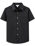 Boys Linen Shirt Casual Button Down Shirt Short Sleeve for Kids | Dress Shirt, Cotton-linen Blend, Lightweight, Solid Button Up Shirt, Collared, Easter, Picture Day, Family Photo, Graduation
