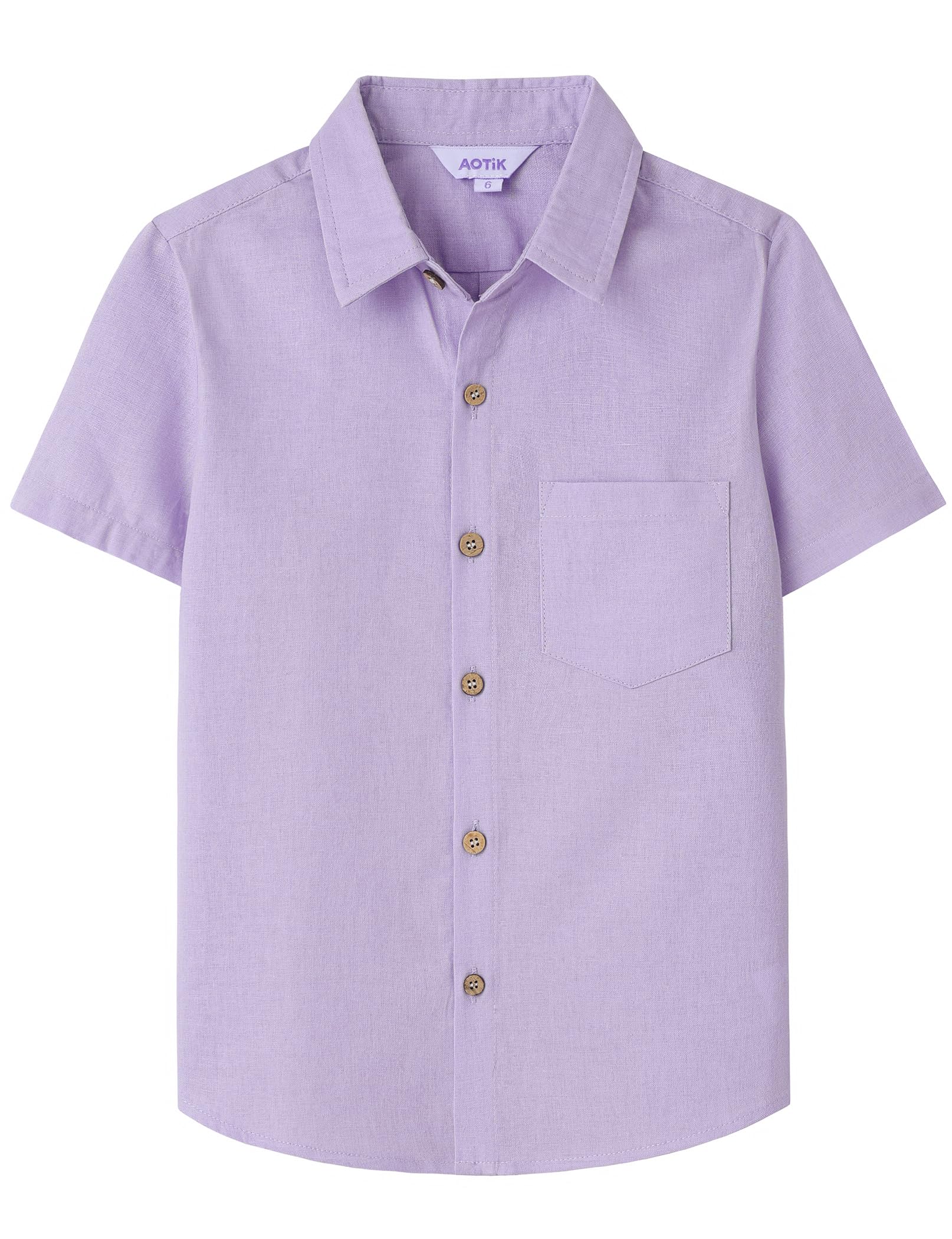Boys Linen Shirt Casual Button Down Shirt Short Sleeve for Kids | Dress Shirt, Cotton-linen Blend, Lightweight, Solid Button Up Shirt, Collared, Easter, Picture Day, Family Photo, Graduation