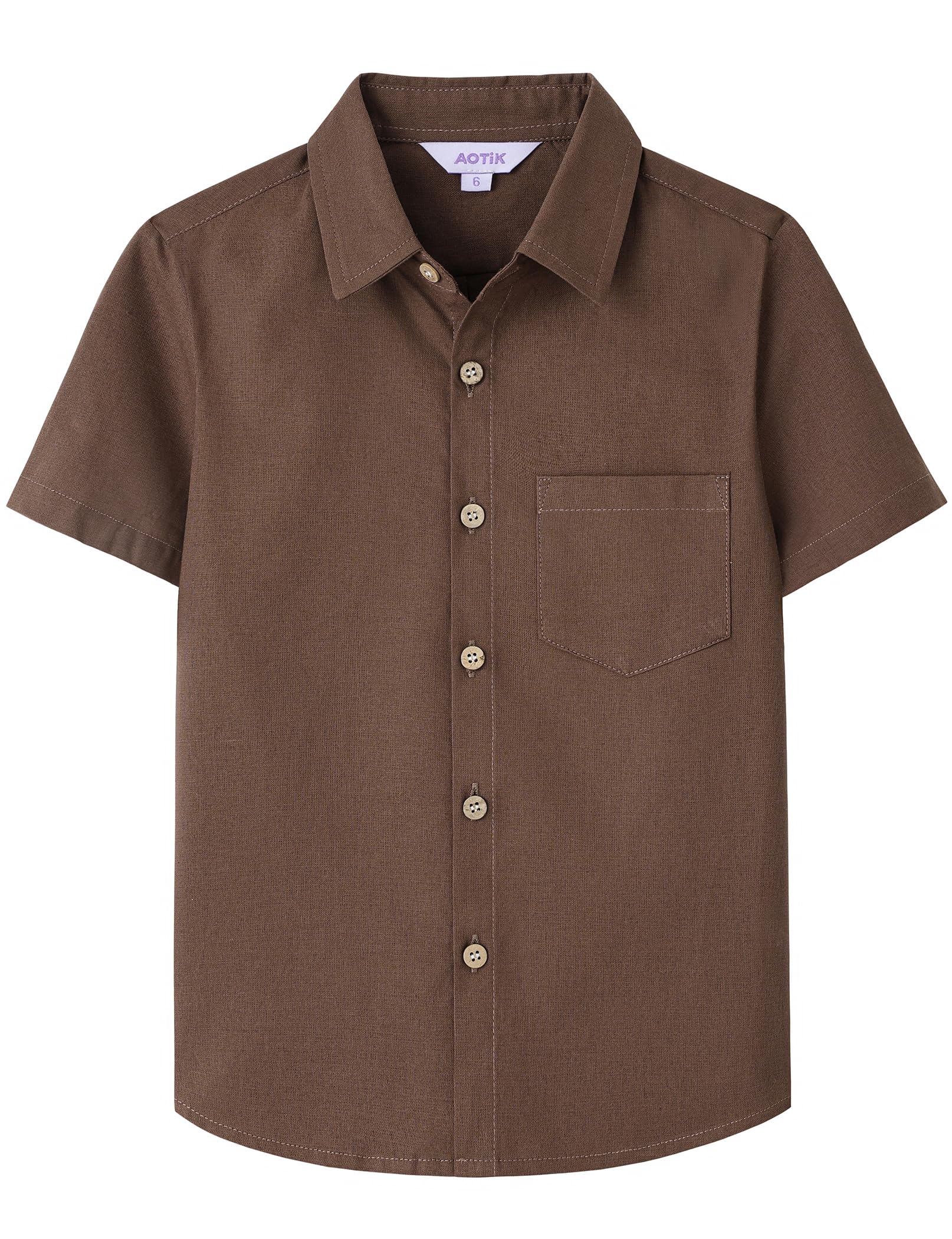 Boys Linen Shirt Casual Button Down Shirt Short Sleeve for Kids | Dress Shirt, Cotton-linen Blend, Lightweight, Solid Button Up Shirt, Collared, Easter, Picture Day, Family Photo, Graduation