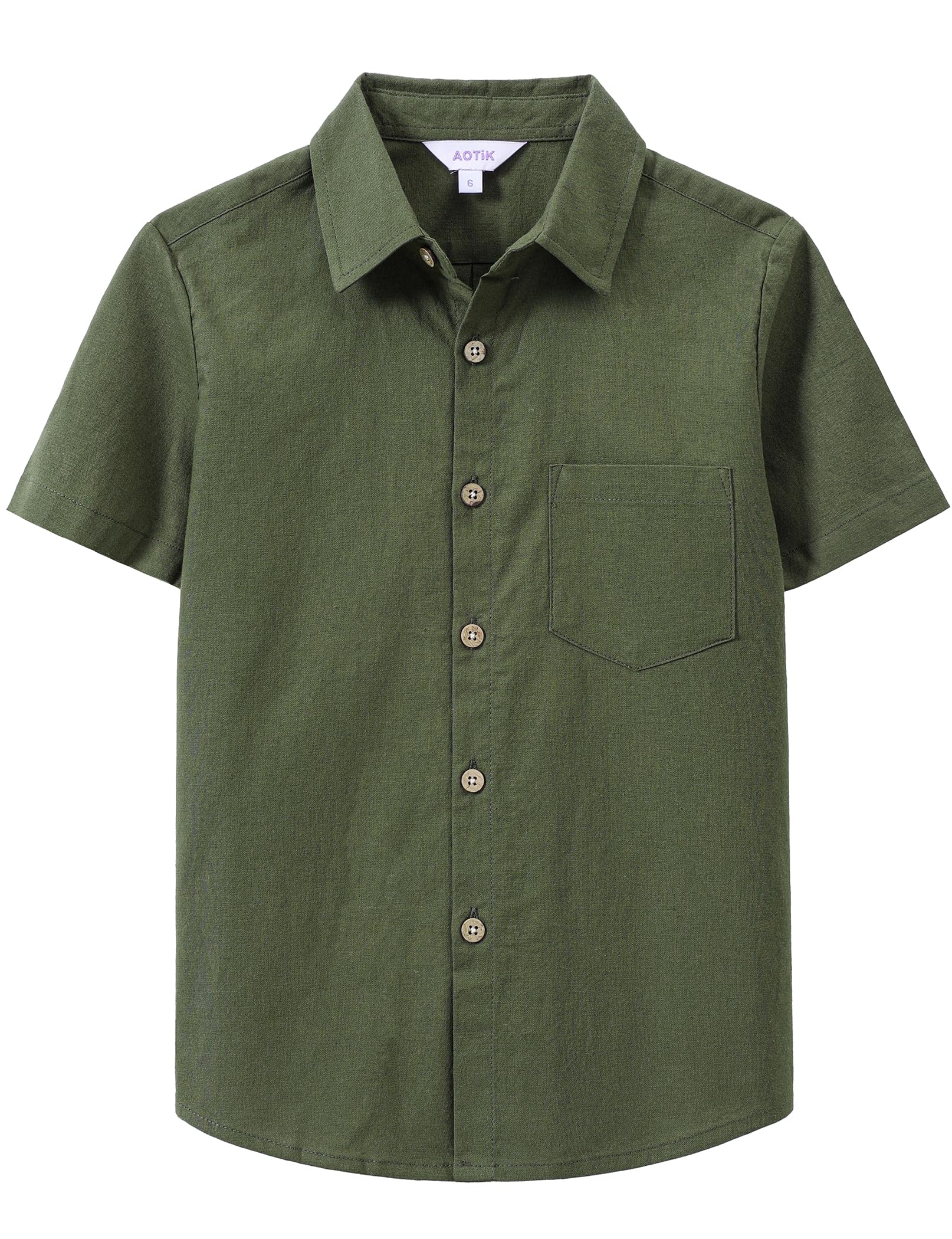 Boys Linen Shirt Casual Button Down Shirt Short Sleeve for Kids | Dress Shirt, Cotton-linen Blend, Lightweight, Solid Button Up Shirt, Collared, Easter, Picture Day, Family Photo, Graduation