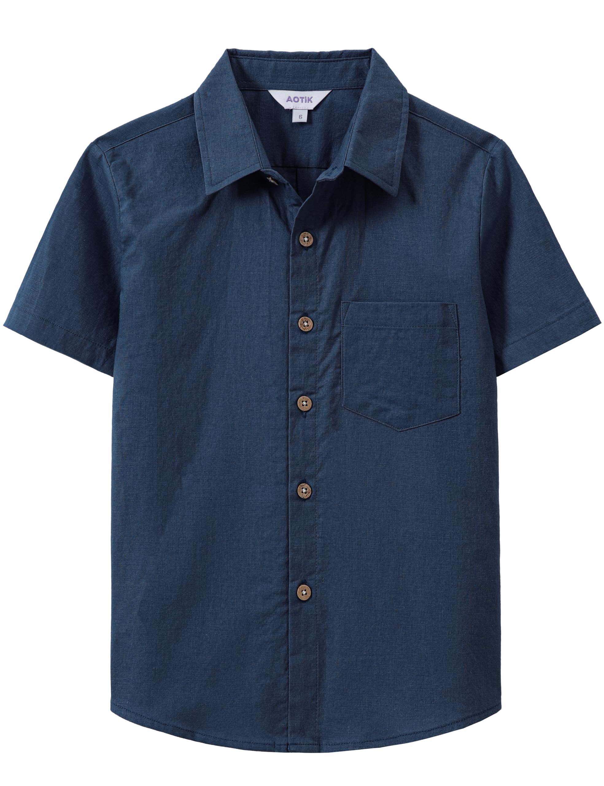 Boys Linen Shirt Casual Button Down Shirt Short Sleeve for Kids | Dress Shirt, Cotton-linen Blend, Lightweight, Solid Button Up Shirt, Collared, Easter, Picture Day, Family Photo, Graduation