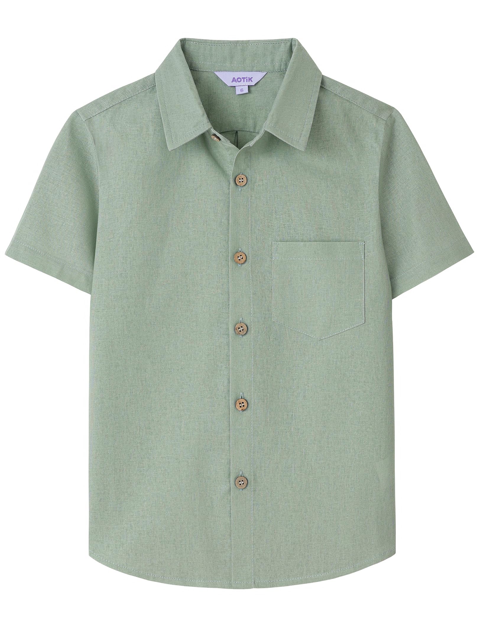 Boys Linen Shirt Casual Button Down Shirt Short Sleeve for Kids | Dress Shirt, Cotton-linen Blend, Lightweight, Solid Button Up Shirt, Collared, Easter, Picture Day, Family Photo, Graduation