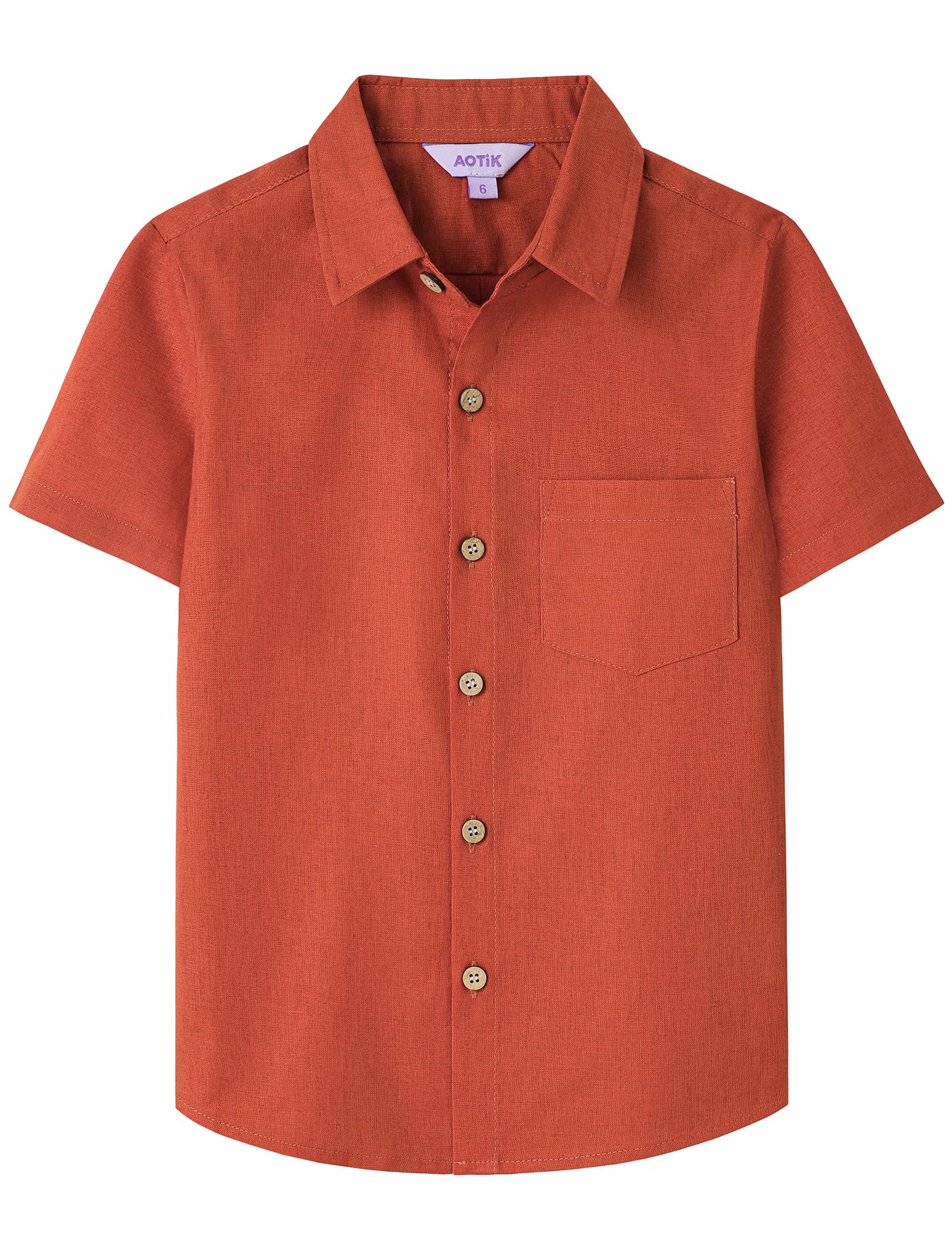 Boys Linen Shirt Casual Button Down Shirt Short Sleeve for Kids | Dress Shirt, Cotton-linen Blend, Lightweight, Solid Button Up Shirt, Collared, Easter, Picture Day, Family Photo, Graduation