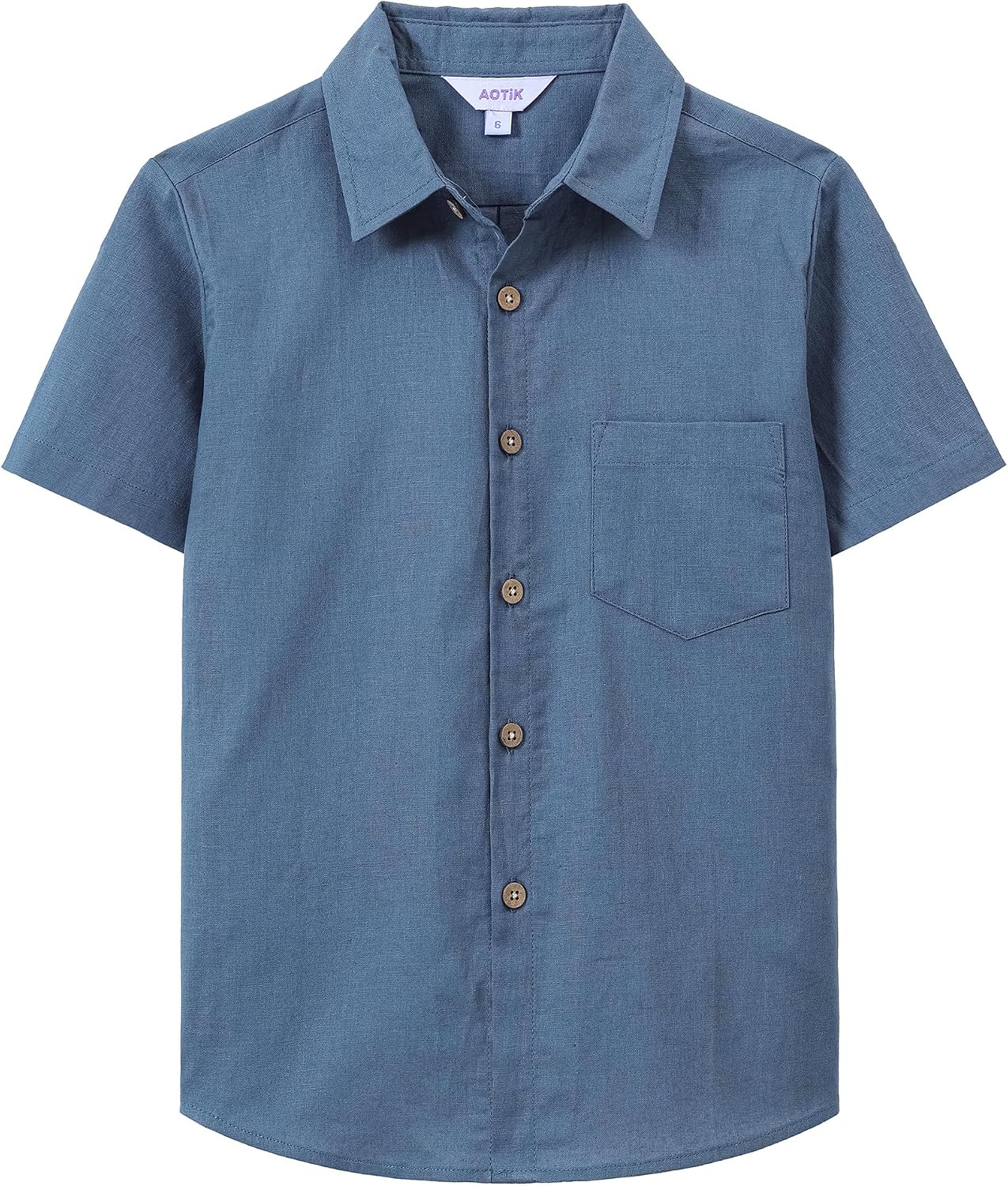 Boys Linen Shirt Casual Button Down Shirt Short Sleeve for Kids | Dress Shirt, Cotton-linen Blend, Lightweight, Solid Button Up Shirt, Collared, Easter, Picture Day, Family Photo, Graduation