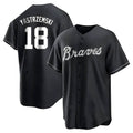tores A.Braves #18 Mike Yastrzemski player Black&White Replica Stitched Jerseys