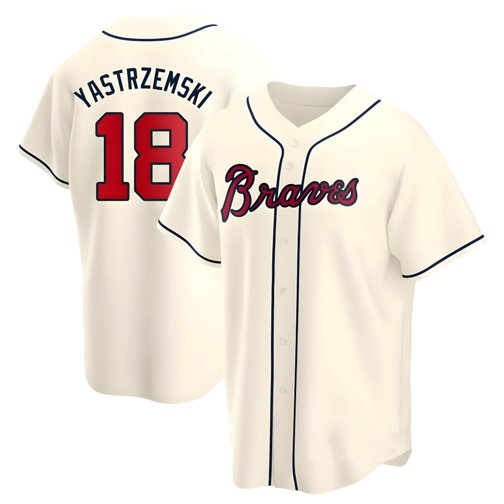 tores A.Braves #18 Mike Yastrzemski player Cream Replica Alternate Stitched Jerseys