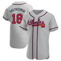 tores A.Braves #18 Mike Yastrzemski player Gray Authentic Road Stitched Jerseys