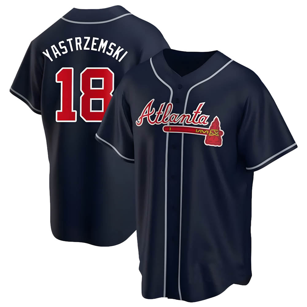 tores A.Braves #18 Mike Yastrzemski player Navy Replica Alternate Stitched Jerseys