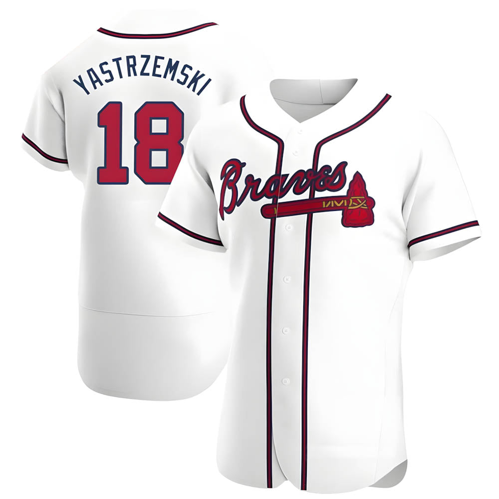 tores A.Braves #18 Mike Yastrzemski player White Authentic Home Stitched Jerseys
