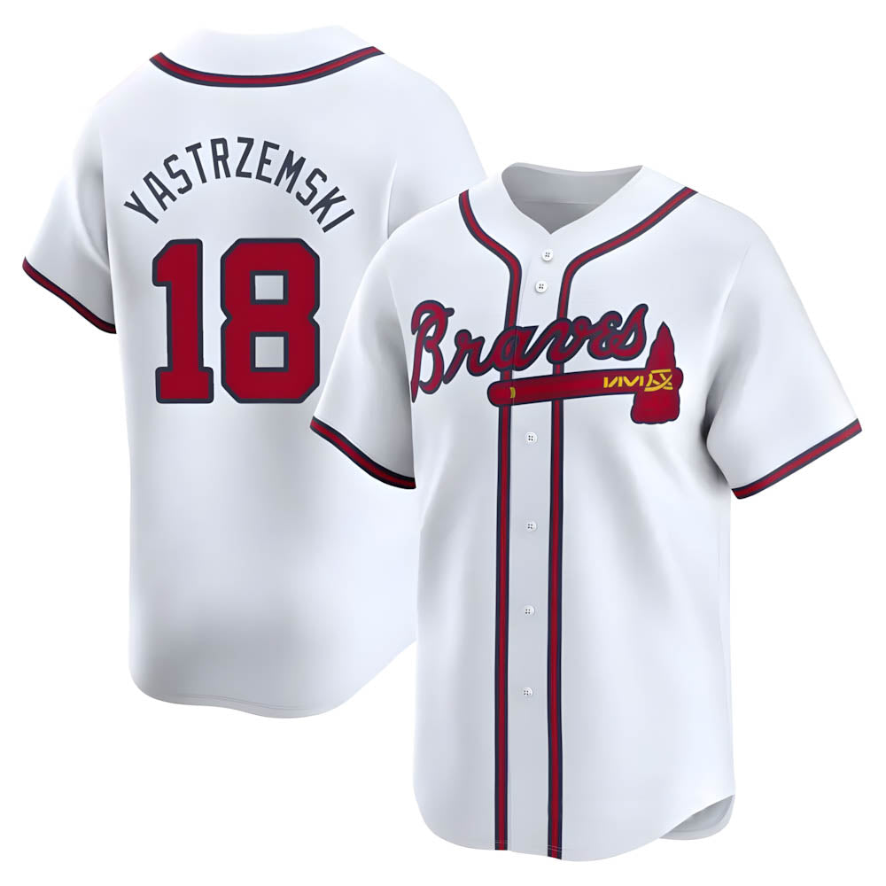 tores A.Braves #18 Mike Yastrzemski player White Limited Home Stitched Jerseys