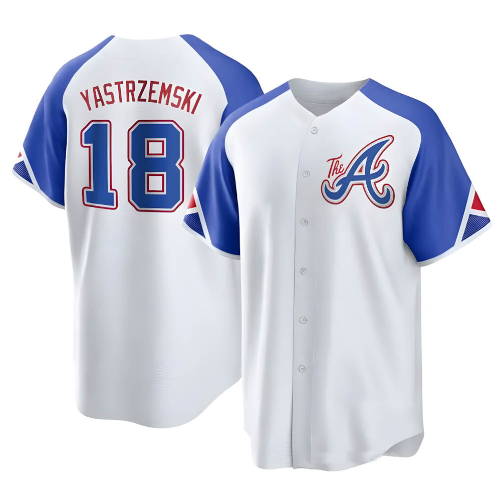 tores A.Braves #18 Mike Yastrzemski player White Replica City Connect Stitched Jerseys