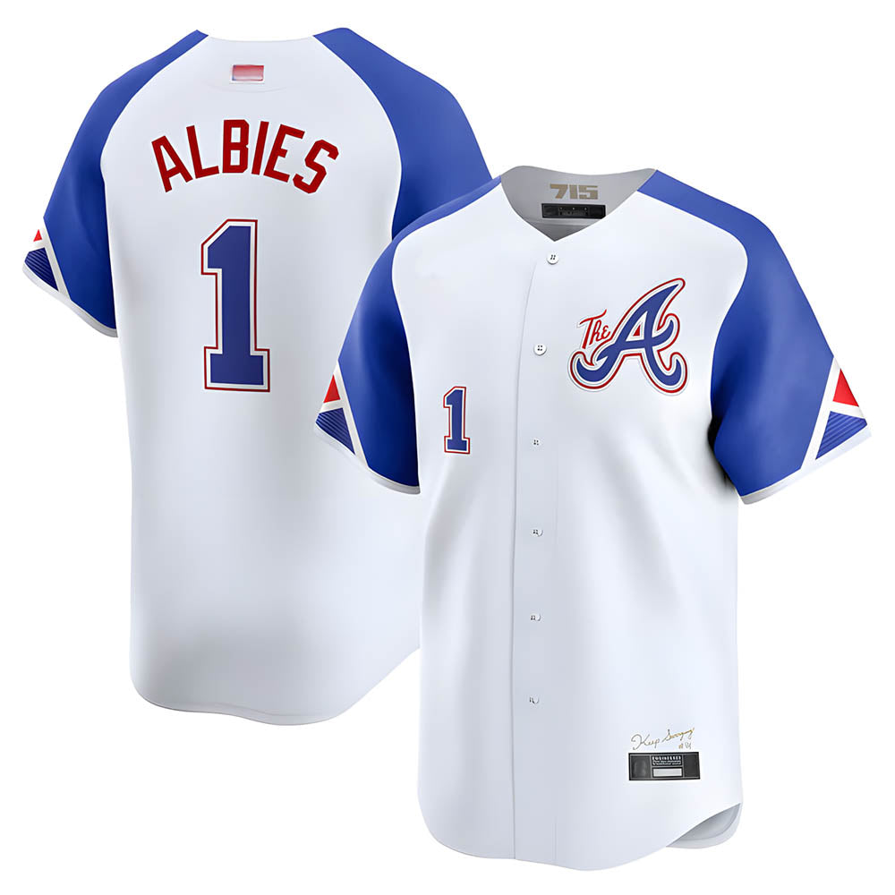 tores A.Braves #1 Ozzie Albies Player Blue City Connect Stitched Jerseys