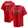 tores A.Braves #1 Ozzie Albies Player Red Alternate Stitched Jerseys