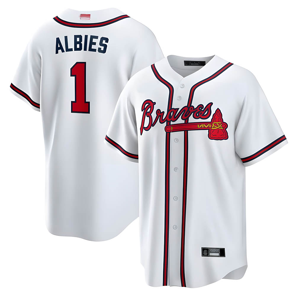 tores A.Braves #1 Ozzie Albies Player White Alternate Stitched Jerseys