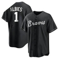 tores A.Braves #1 Ozzie Albies Player Black&White Replica Stitched Jerseys