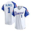 tores A.Braves #1 Ozzie Albies Player White Limited Throwback Cooperstown Collection Stitched Jerseys