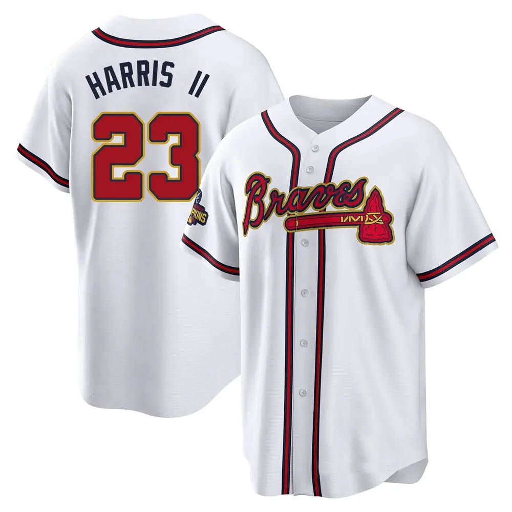 tores A.Braves #23 Michael Harris II player Gold &White Replica Program Stitched Jerseys