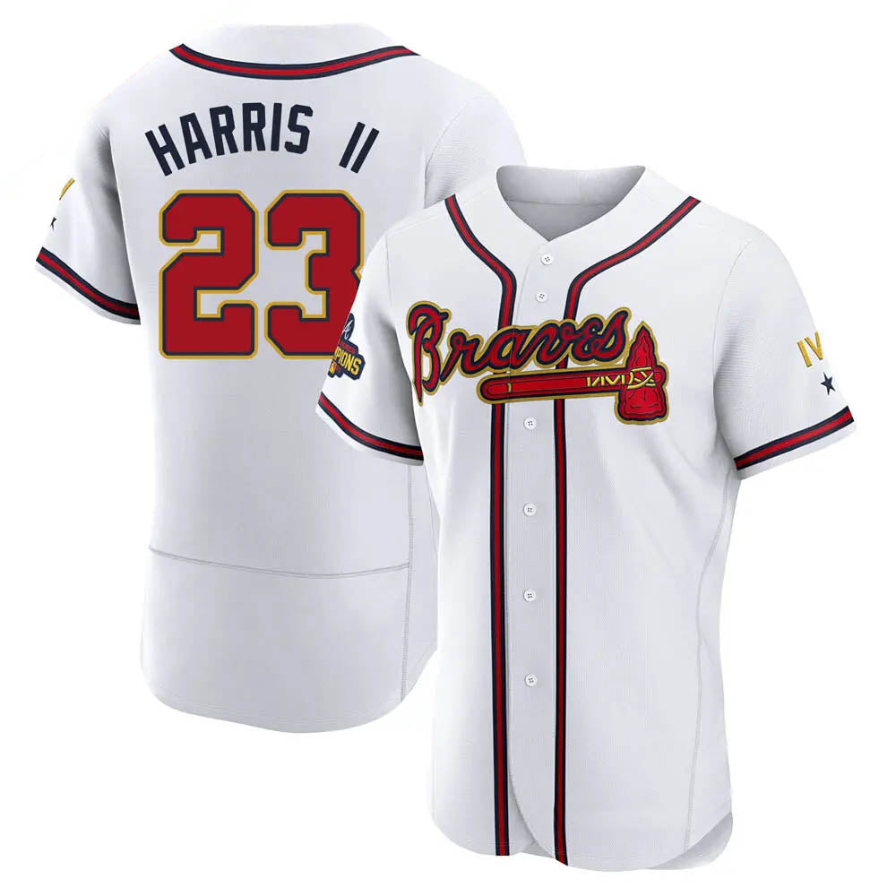 tores A.Braves #23 Michael Harris II player White&Gold Authentic Program Stitched Jerseys