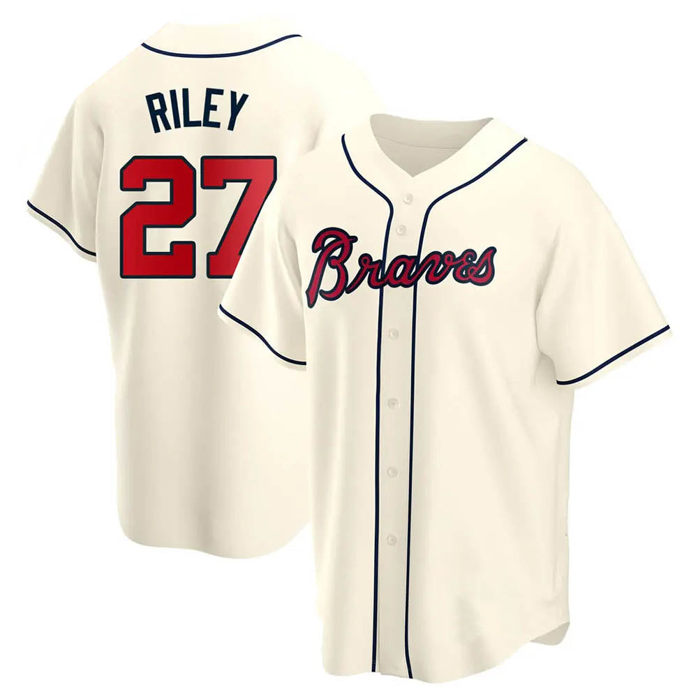 tores A.Braves #27 Austin Riley Player Cream Replica Alternate Stitched Jerseys