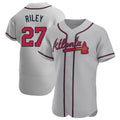 tores A.Braves #27 Austin Riley Player Gray Authentic Road Stitched Jerseys