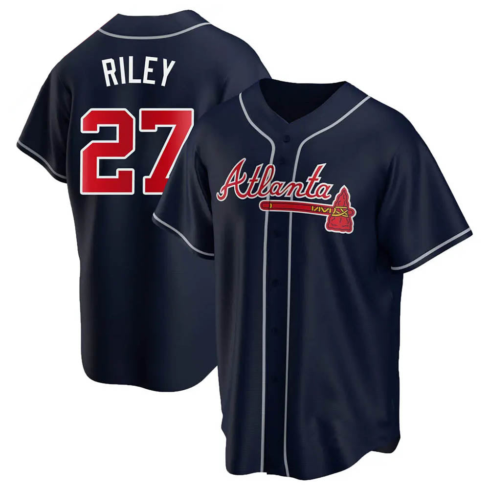 tores A.Braves #27 Austin Riley Player Navy Replica Alternate Stitched Jerseys