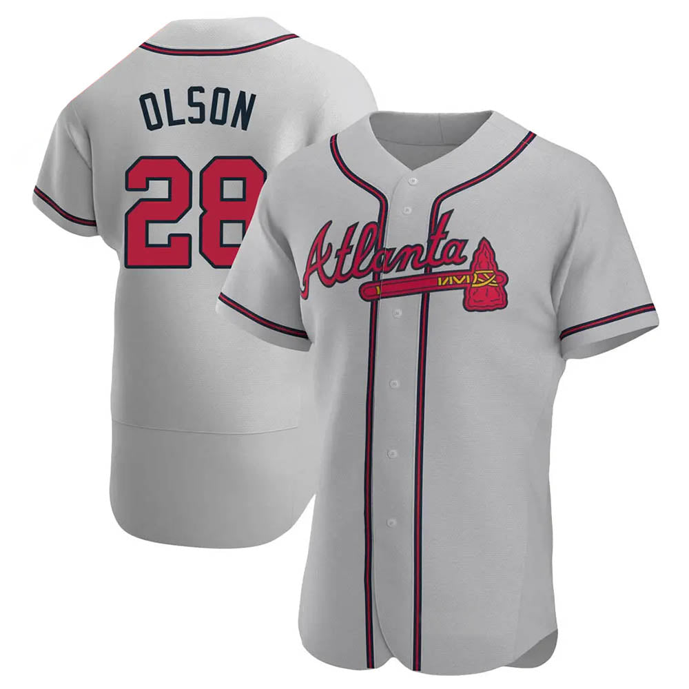 tores A.Braves #28 Matt Olson Player Gray Authentic Road Stitched Jerseys