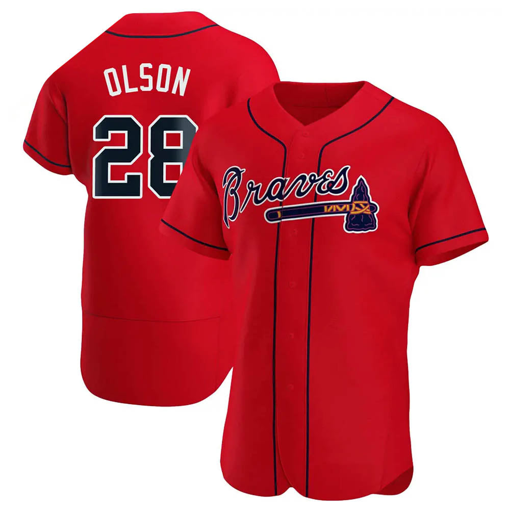 tores A.Braves #28 Matt Olson Player Red Authentic Alternate Stitched Jerseys