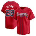 tores A.Braves #28 Matt Olson Player Red Limited Alternate Stitched Jerseys