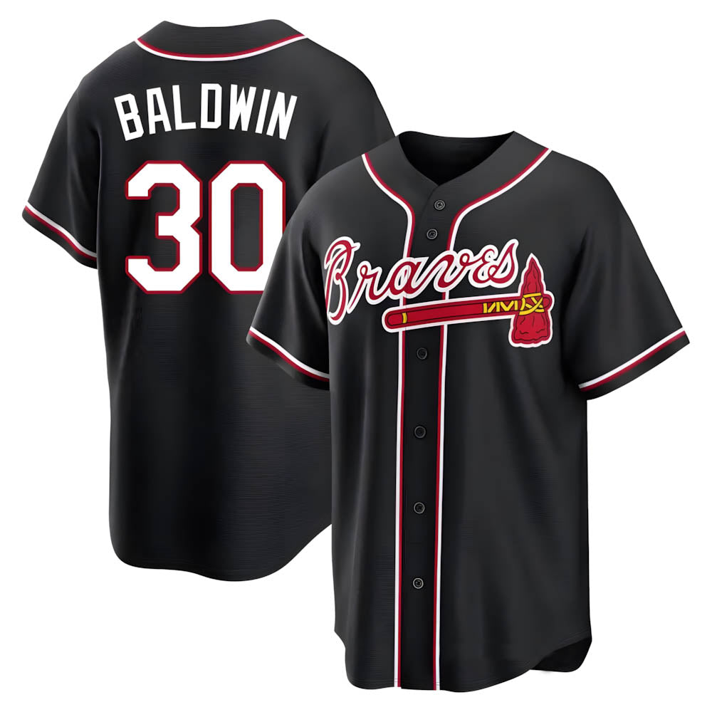 tores A.Braves #30 Drake Baldwin player Black Replica Fashion Out Stitched Jerseys