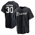 tores A.Braves #30 Drake Baldwin player Black&White Replica Stitched Jerseys