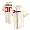 tores A.Braves #30 Drake Baldwin player Cream Replica Alternate Stitched Jerseys
