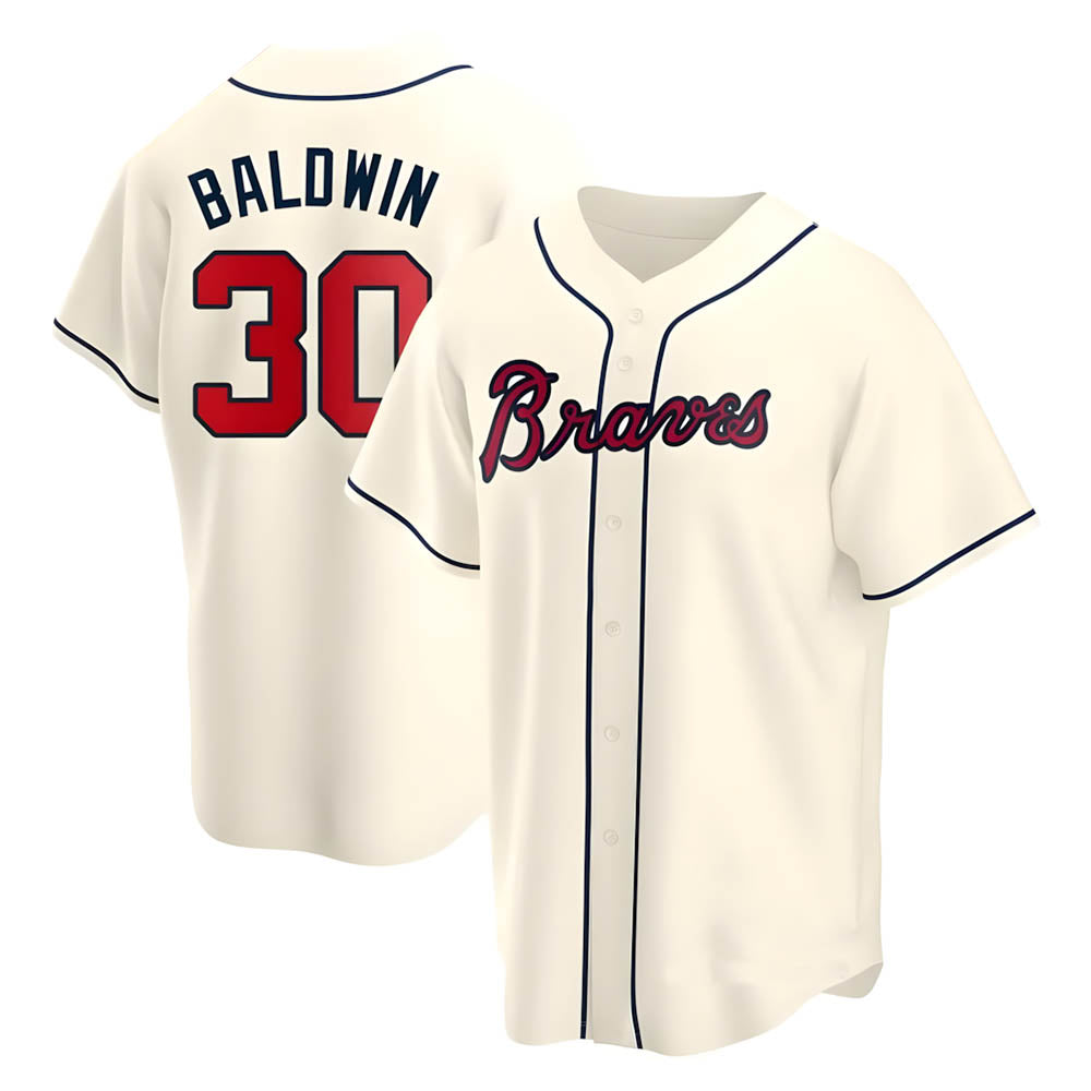 tores A.Braves #30 Drake Baldwin player Cream Replica Alternate Stitched Jerseys