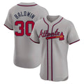 tores A.Braves #30 Drake Baldwin player Gray Elite Road Stitched Jerseys
