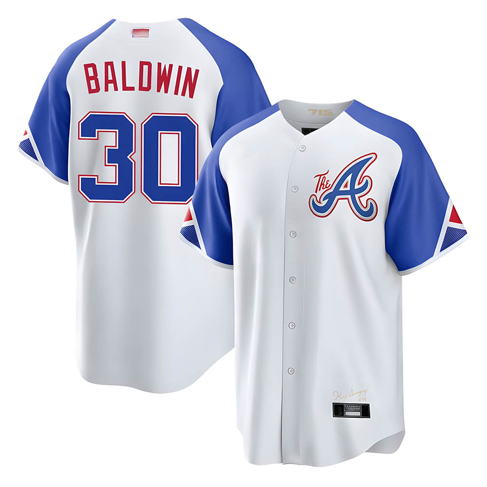 tores A.Braves #30 Drake Baldwin player White City Connect Stitched Jerseys