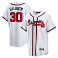 tores A.Braves #30 Drake Baldwin player White Home Replica Stitched Jerseys