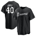 tores A.Braves #40 Reynaldo Lopez player Black&White Replica Stitched Jerseys