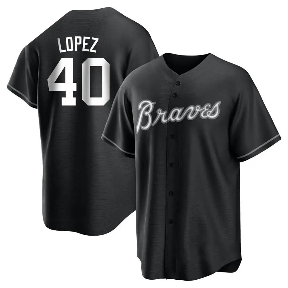 tores A.Braves #40 Reynaldo Lopez player Black&White Replica Stitched Jerseys