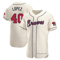 tores A.Braves #40 Reynaldo Lopez player Cream Authentic Alternate Stitched Jerseys