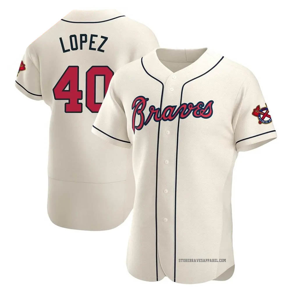 tores A.Braves #40 Reynaldo Lopez player Cream Authentic Alternate Stitched Jerseys
