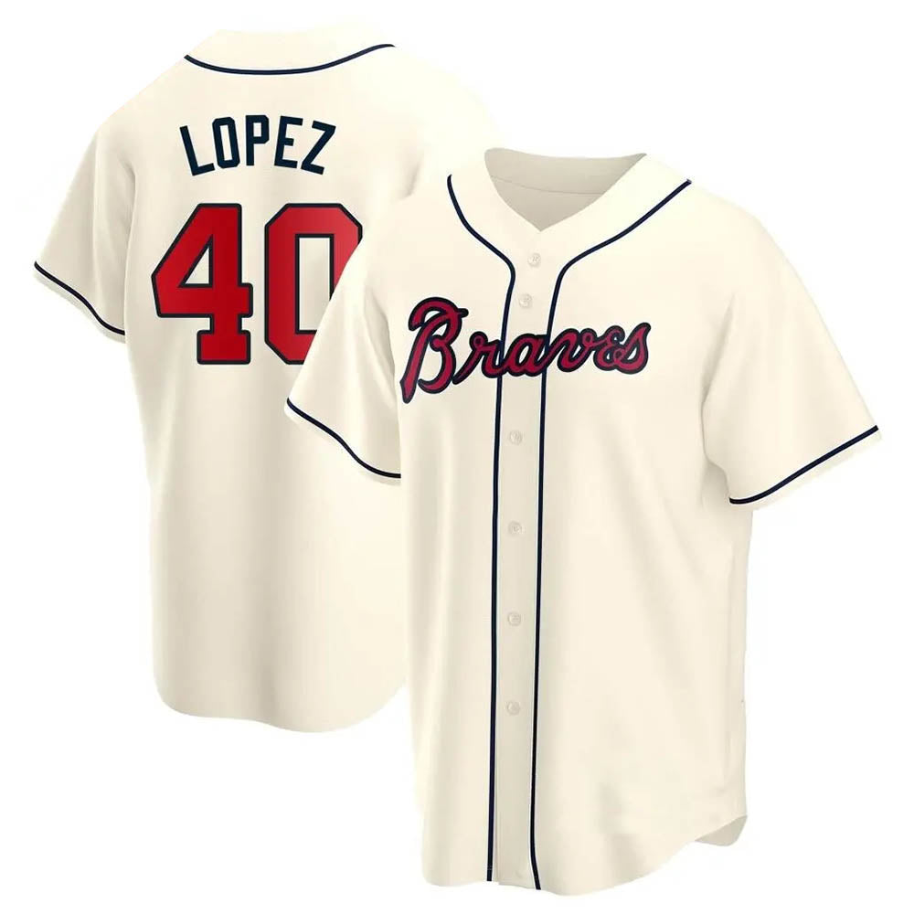 tores A.Braves #40 Reynaldo Lopez player Cream Replica Alternate Stitched Jerseys